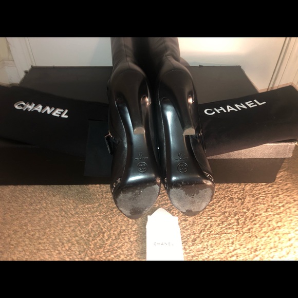 4” Heel Calf High Lamb Chanel Boots - Picture 5 of 7